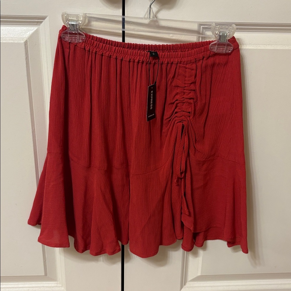 Express Red Ruched Skirt